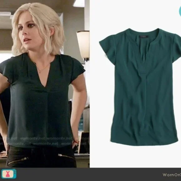 J Crew Green Flutter Sleeve Top sz 6 - Picture 6 of 6